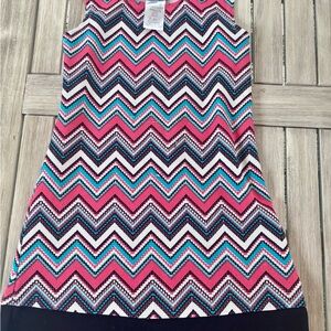 Bonnie Jean Chevron Dress in Pink, Black, and Teal